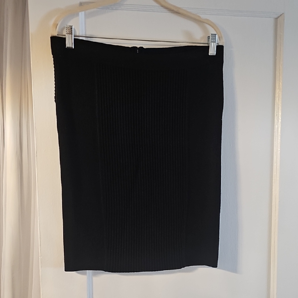 Cache Black Ribbed Pencil Skirt